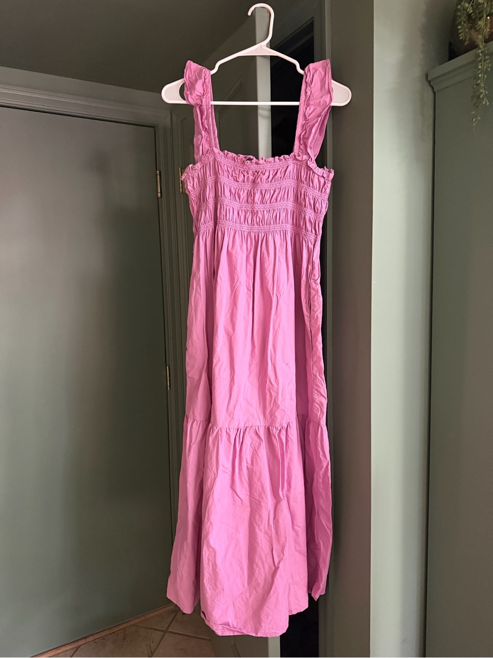 French Connection Pink Smocked Maxi Sundress